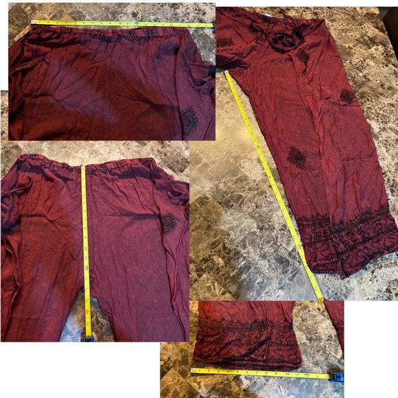 Soft Surroundings Red Embroidered Wrap Pants Wide Leg Palazzo PL Large Petite - Picture 12 of 12